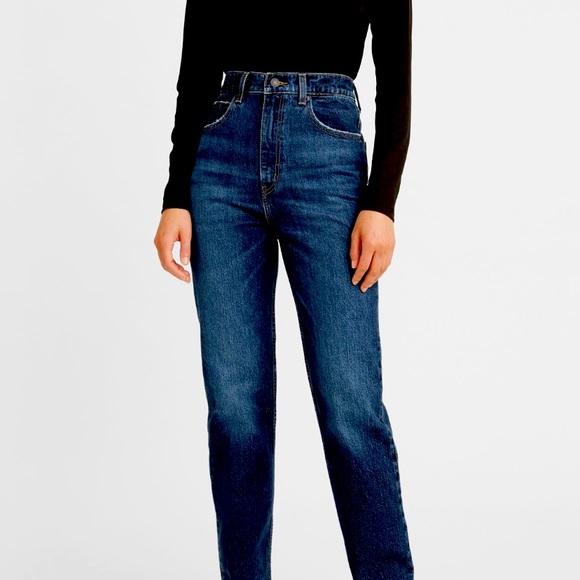 LEVI'S Premium 70'S HIGH RISE SLIM STRAIGHT Jeans Dark Wash womens 27 - Picture 9 of 9